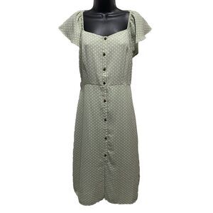 Monteau Light Green‎ Polkadot Chiffon Lined Maxi Dress Size Large